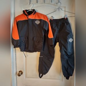 Youth XS Harley Davidson Waterproof Pants & Jacket with carry bag